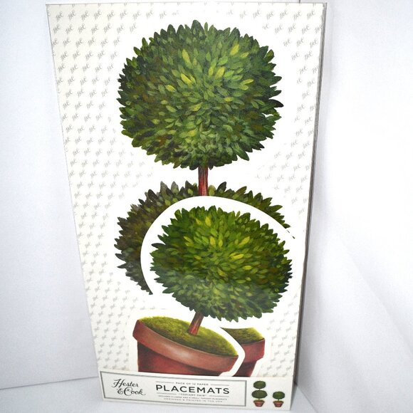 Hester & Cook 12(total) Die-cut Topiary Pair Placemat NWT - Picture 1 of 4